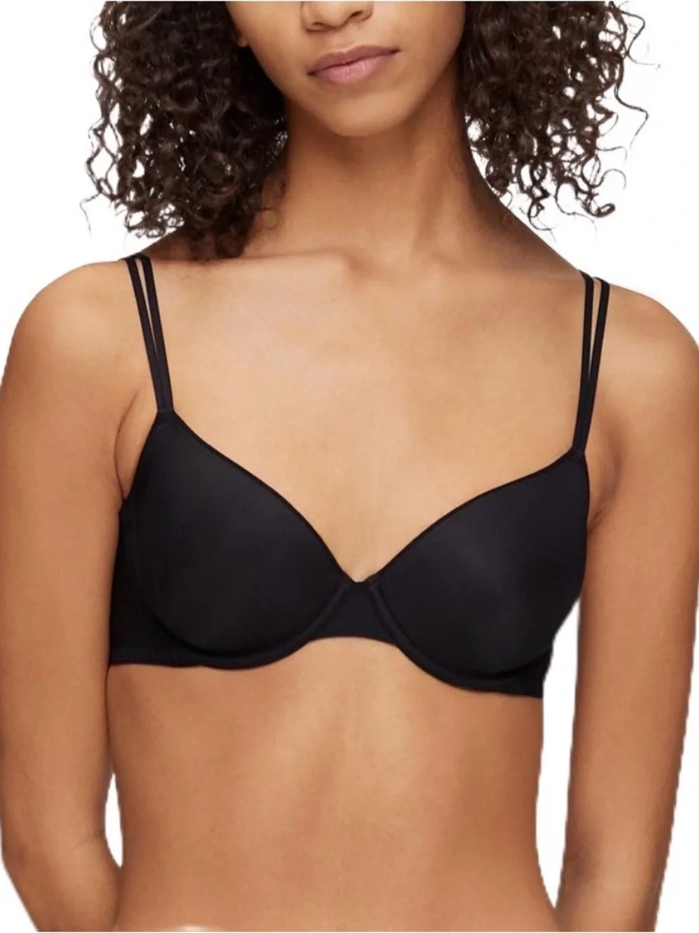 Calvin Klein Women's Sheer Marquisette Lightly Lined Demi Bra QF6068 - Black 32B